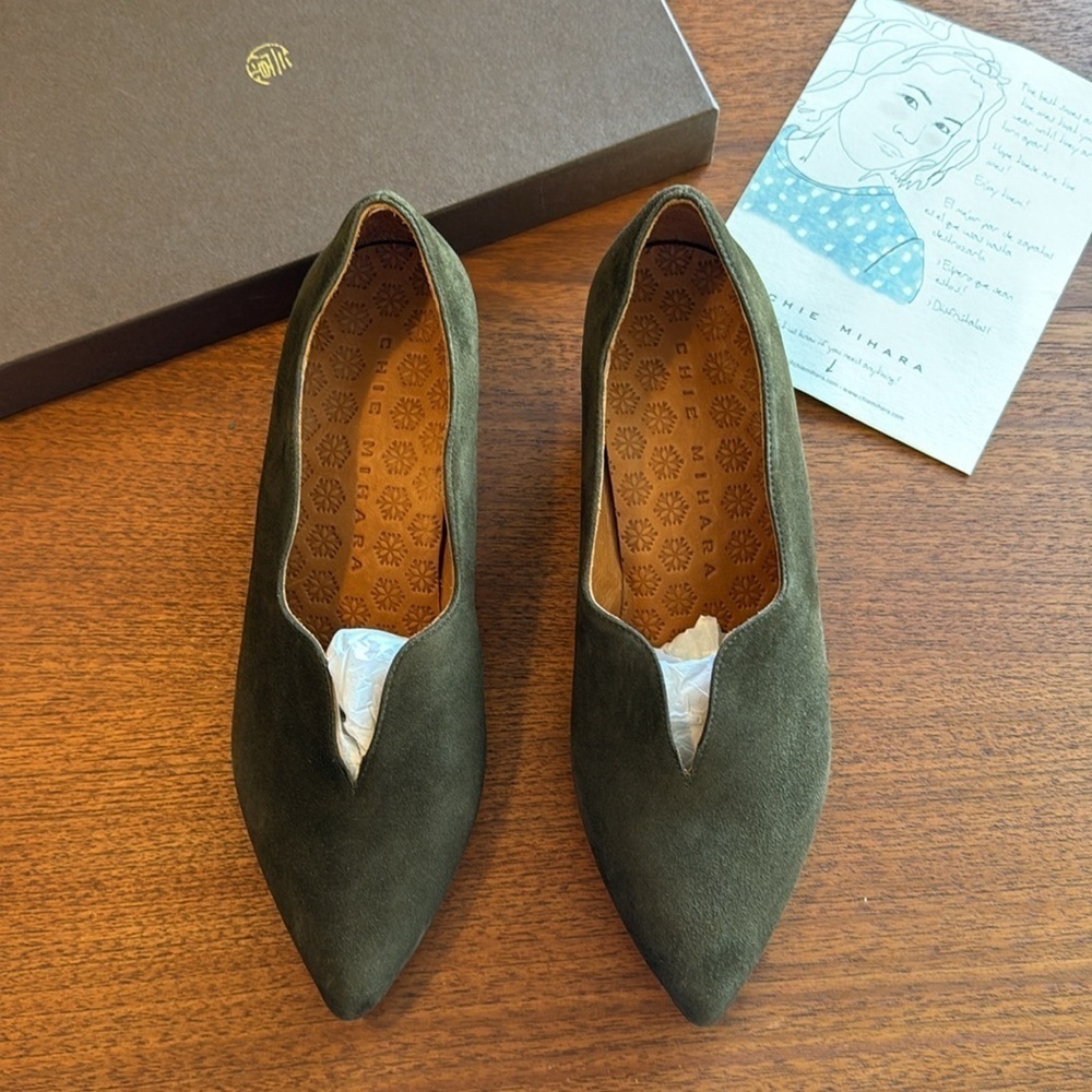 nib Chie Mihara “Rocal” Suede Low Heeled Loafers – in Olive Green size 9.5 - Picture 3 of 8